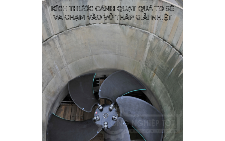 Cánh quạt quá to va chạm vào vỏ tháp gây nên tiếng động